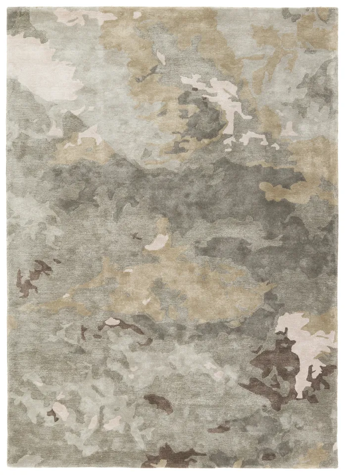 Glacier TRD07 Handmade Abstract Green and Gray Area Rug (8'x10')