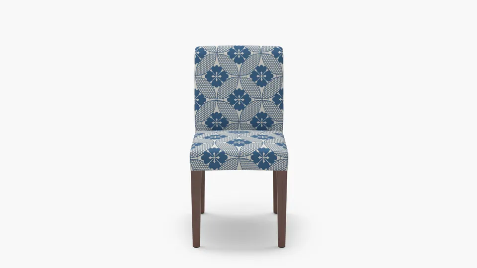 Signature Dining Chair, Bright Navy Solaire, Walnut Square Tapered Leg