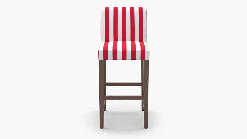 Signature Dining Bar Stool, Red Cabana Stripe, Natural Square Tapered Leg
