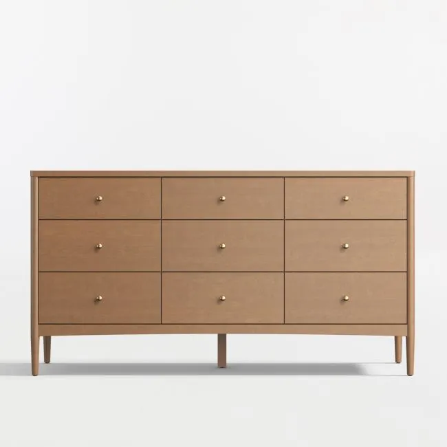 Hampshire 64" Natural Brown Wood Extra Wide 9-Drawer Kids Dresser