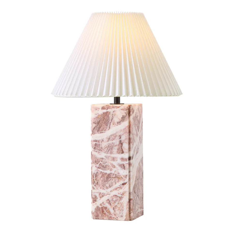 Safavieh Couture Mackenzie Square Marble Table Lamp, Tan / White
