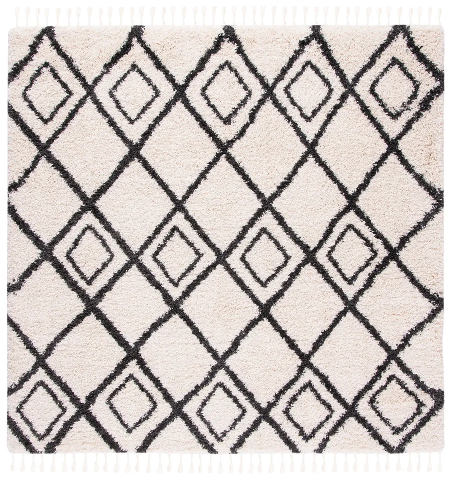Arlo Home Woven Area Rug, MFG244B, Cream/Charcoal,  6' 7" X 6' 7" Square