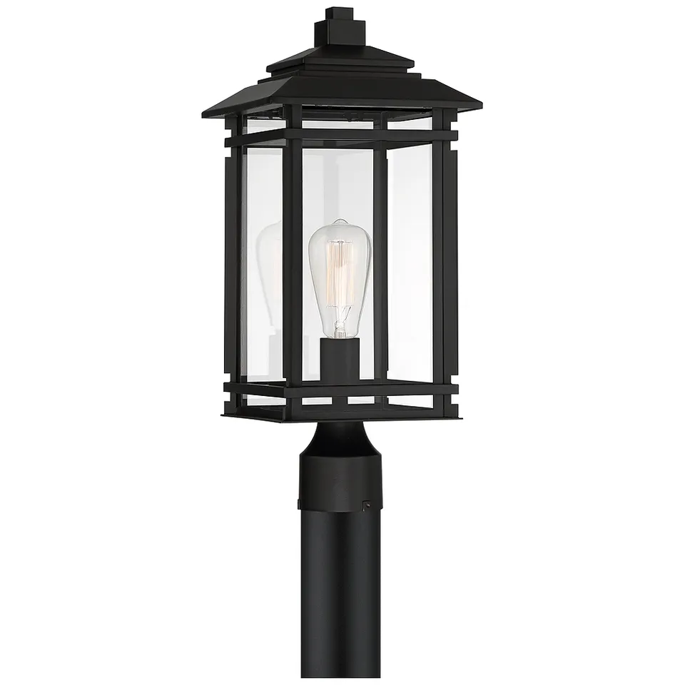 North House 19 1/2" High Matte Black and Glass Outdoor Post Light