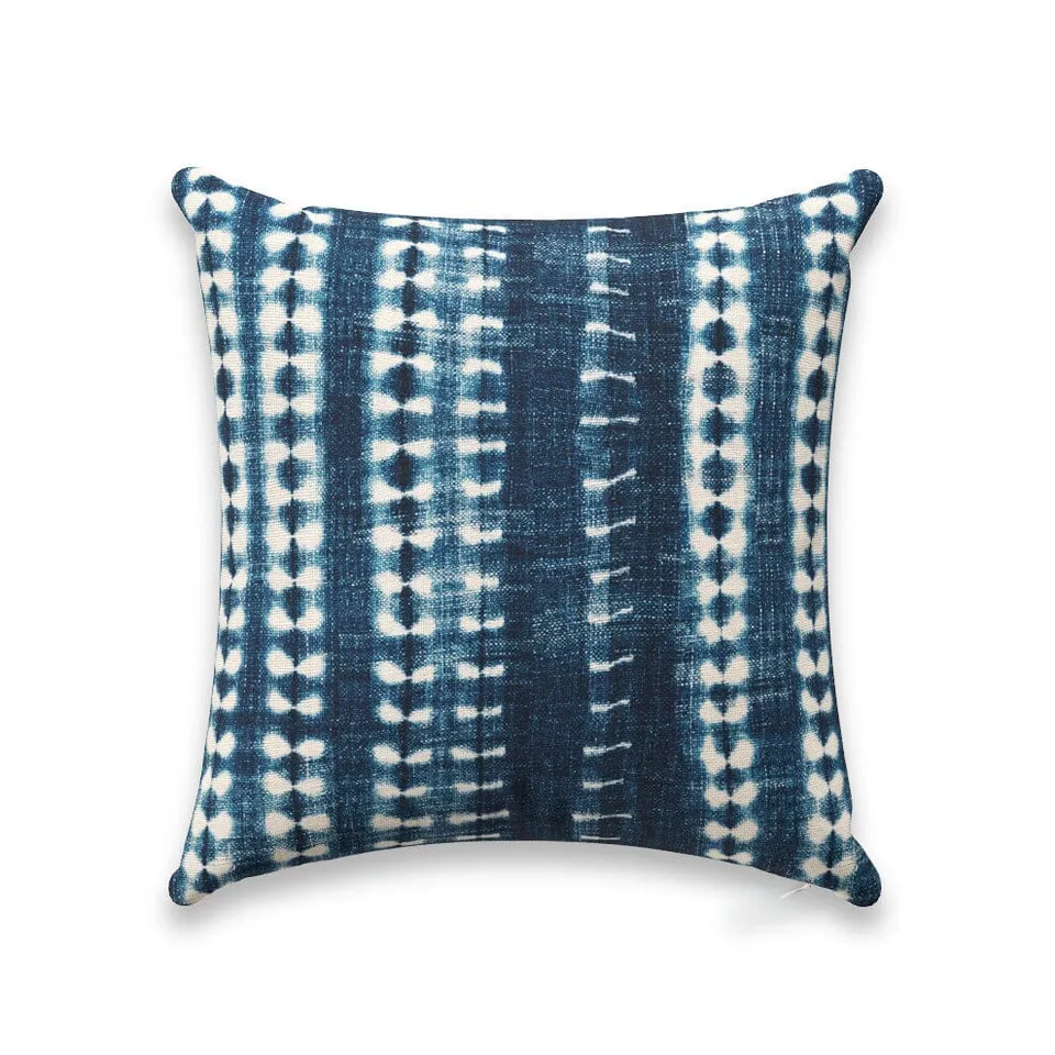 Dark Vines Indigo Outdoor Pillow by St. Frank | Blue | 18" W x 18" H | Polyester