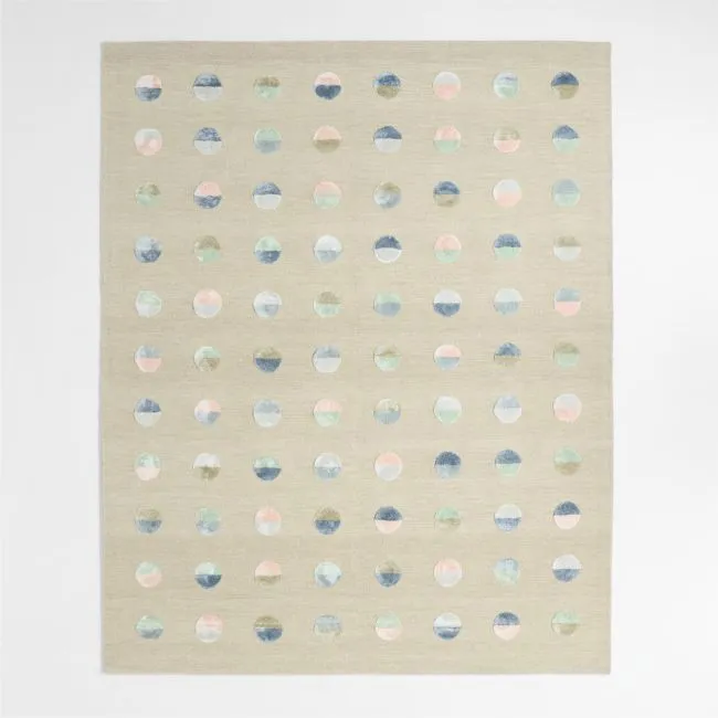 Multi Dot Cool Colorway Wool and Viscose Kids Area Rug 5'x8'