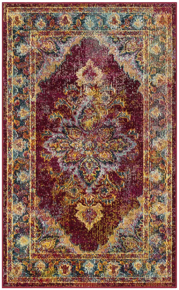 Arlo Home Woven Area Rug, CRS508R, Ruby/Navy,  3' X 5'