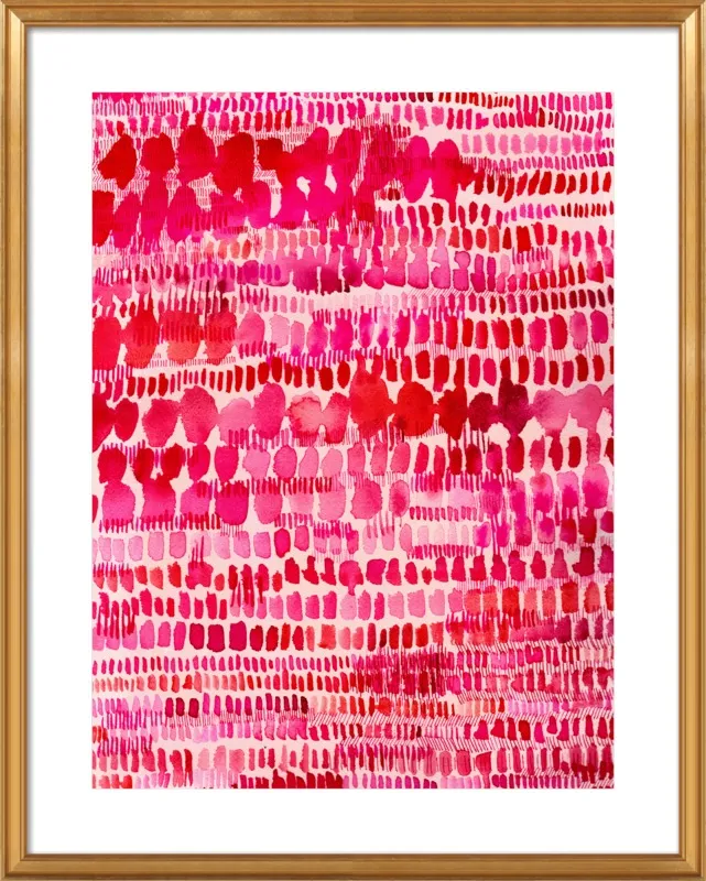 Pink and Red Watercolor Patterns Wall Art  by Paula Mills for Artfully Walls