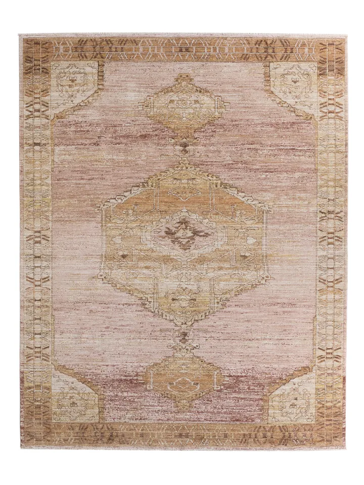 Label J Lyrian STN06 Medallion Pink/Yellow Area Rug (4'X6')