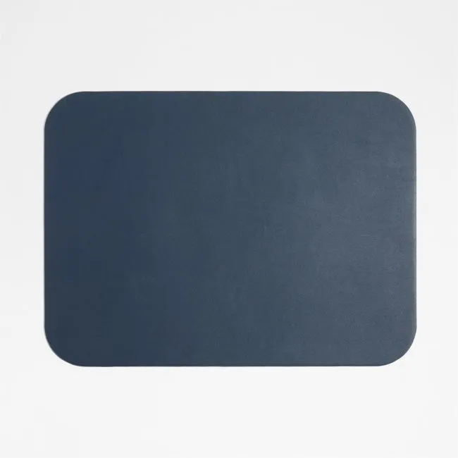 Rizzo Easy Care Faux Leather Reversible Navy and Natural Rectangular Placemat