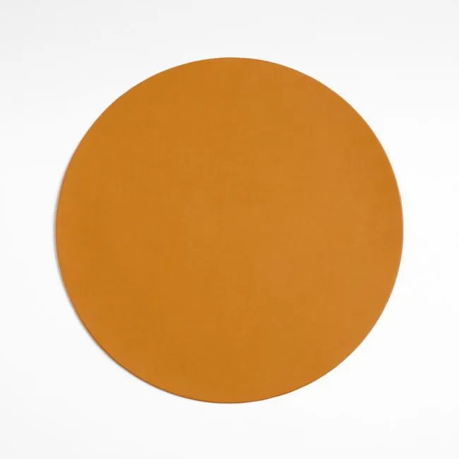 Rizzo Round Reversible Ochre Faux Leather Placemat