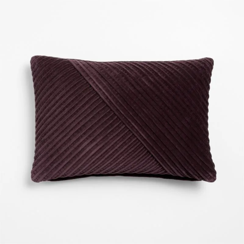 Bowen Ribbed Velvet 22"x15" Deep Burgundy Throw Pillow Cover with Feather Insert