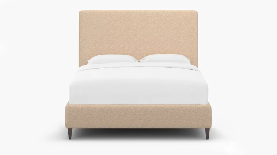 Classic Bed, Buff Boucle, Espresso Square Tapered Leg, King