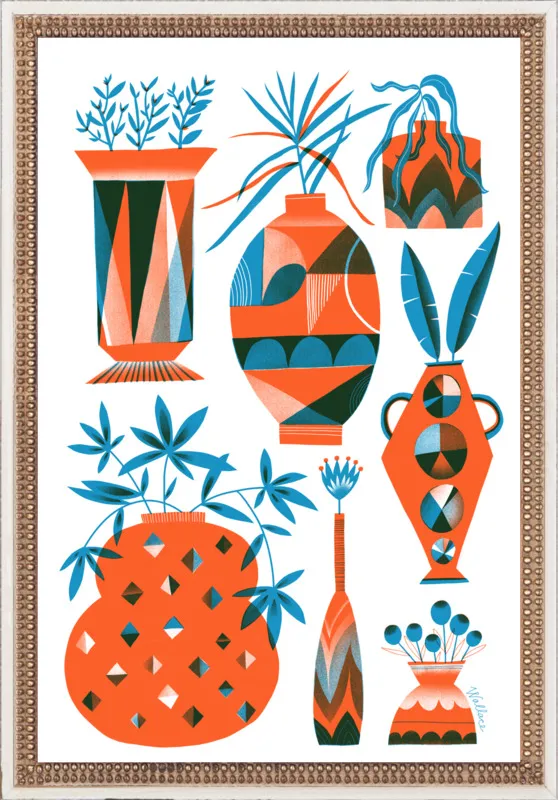 Risograph Vases: vermillion and pacific by Erin Wallace for Artfully Walls
