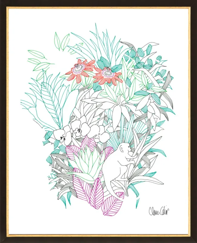 Passionflowers, orchids and the squirrel monkey  by Claire Colin for Artfully Walls