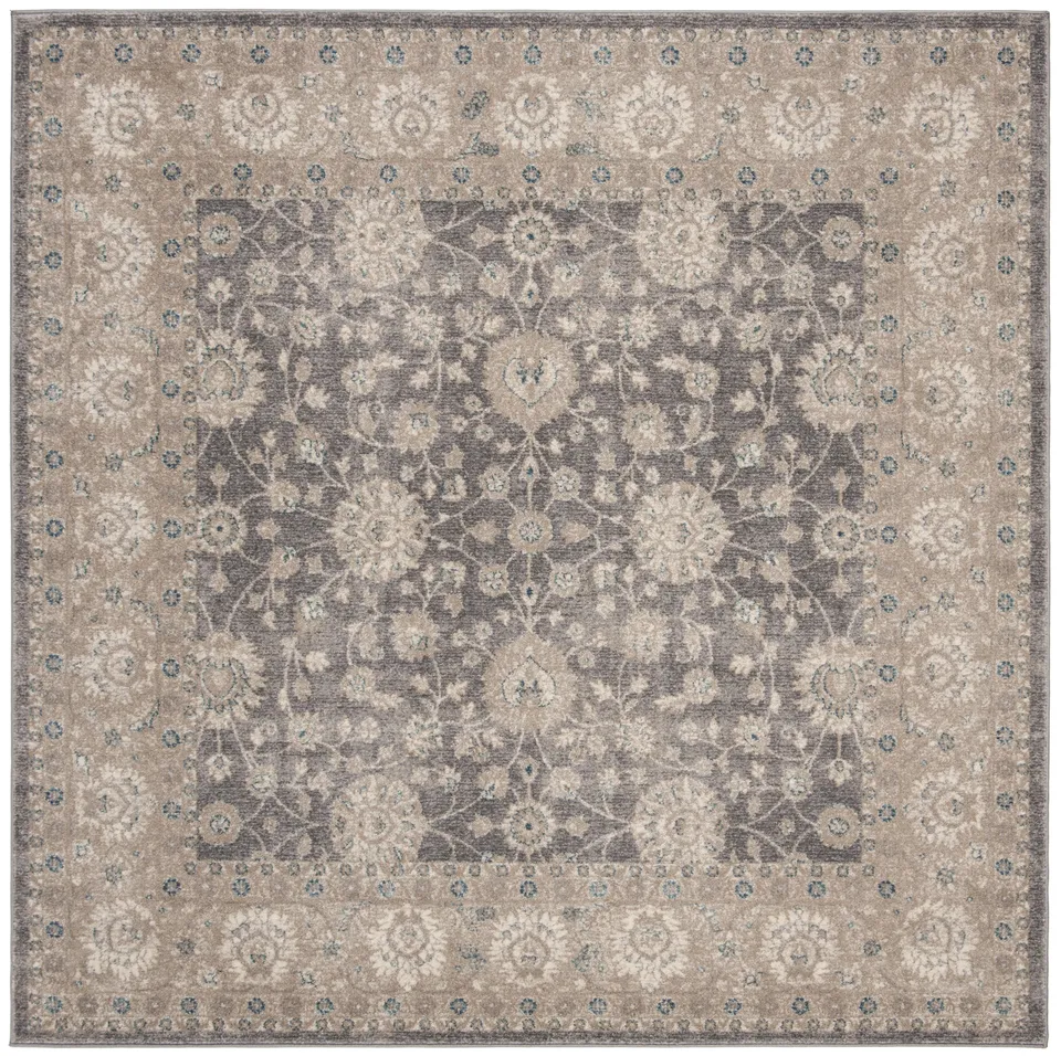 Arlo Home Woven Area Rug, SOF330B, Light Grey/Beige,  6' 7" X 6' 7" Square