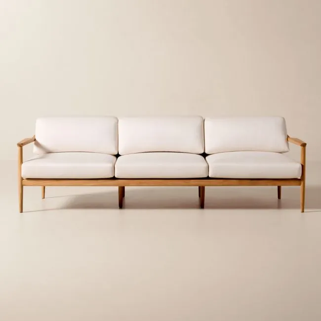 Tide 95" Teak Outdoor Sofa With Ivory Sunbrella® Cushions