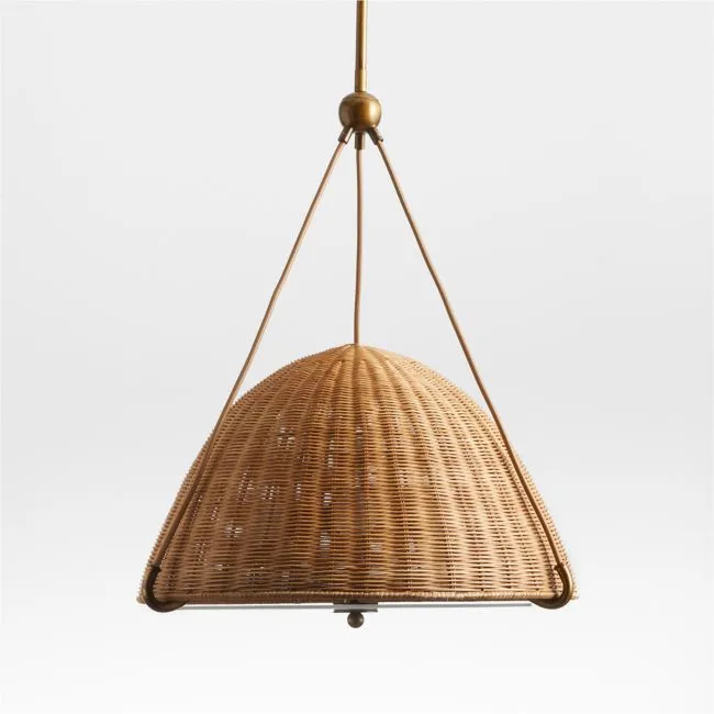 Harwich Medium Woven Rattan Dome Pendant Light by Jake Arnold 20.7"