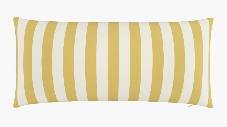 Outdoor 14" x 30" Lumbar Pillow, Citrine Cabana Stripe, 14" x 30"