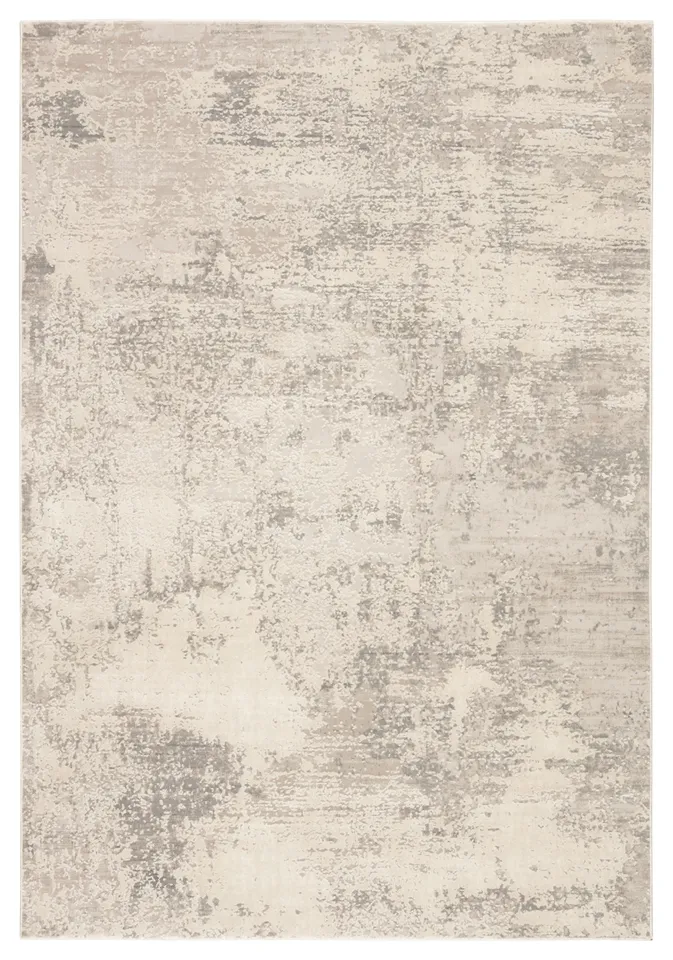 Brixt Abstract Gray/ Ivory Area Rug (6'7"X9'6")