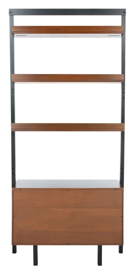 Vlad 3 Shelf 1 Door Etagere - Honey Brown / Charcoal