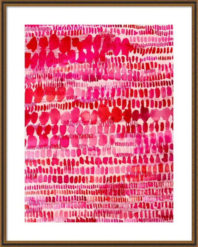 Pink and Red Watercolor Patterns Wall Art  by Paula Mills for Artfully Walls