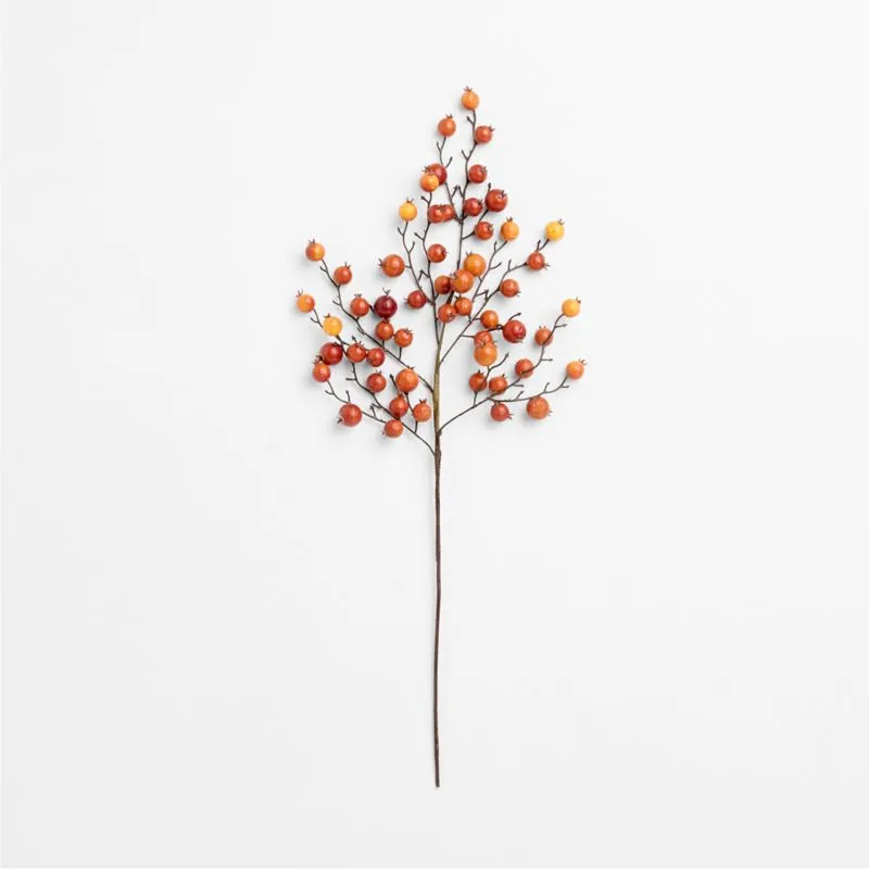 Faux Orange Crab Apple Stem 32"