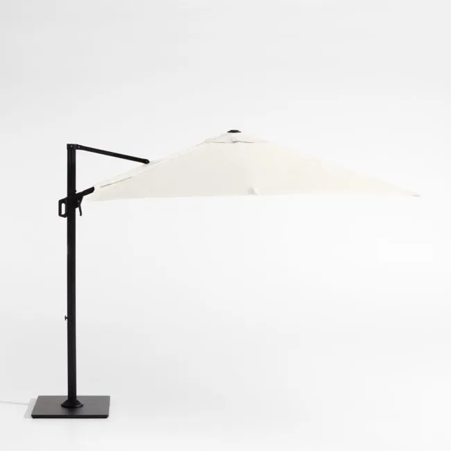 9' Square Sunbrella® Canvas Natural Cantilever Outdoor Patio Umbrella with Black Metal Frame