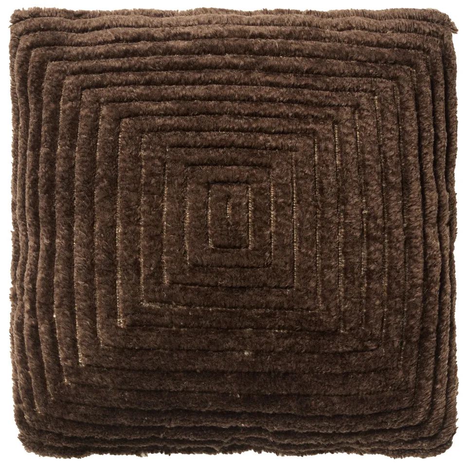 Neela OTH04 Handmade Geometric Brown Square Poly Fill Pillow (24"x24")