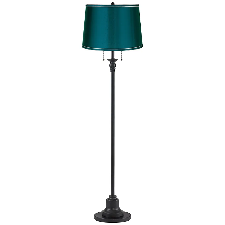 Dyna 58" High Black and Deep Teal Shade 2-Light Floor Lamp