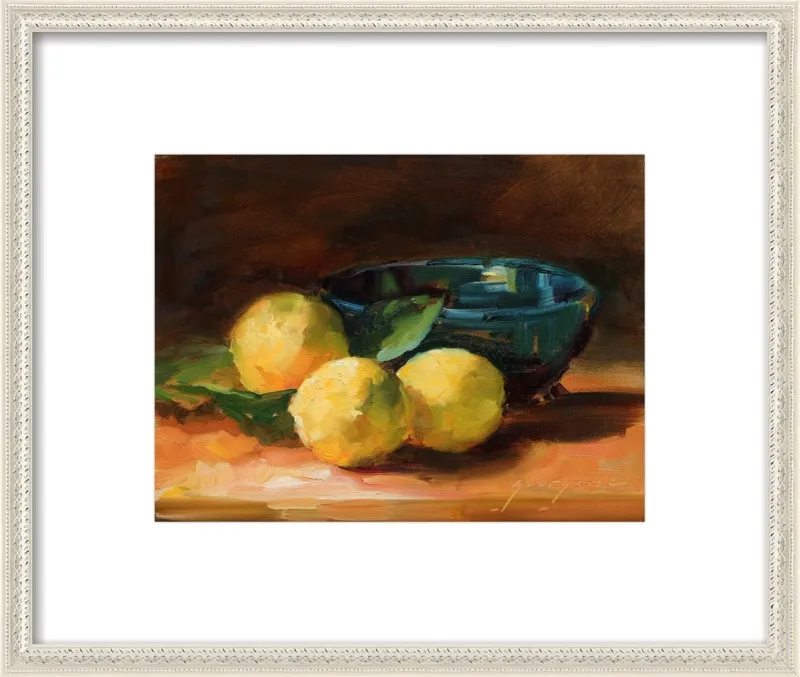 Lemons and Blue Bowl by Georgesse Gomez for Artfully Walls