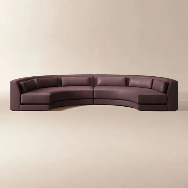 Sonora 2-Piece Large Modular Curved Leather Sectional