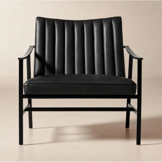 Blair Black Leather Accent Chair by Paul McCobb