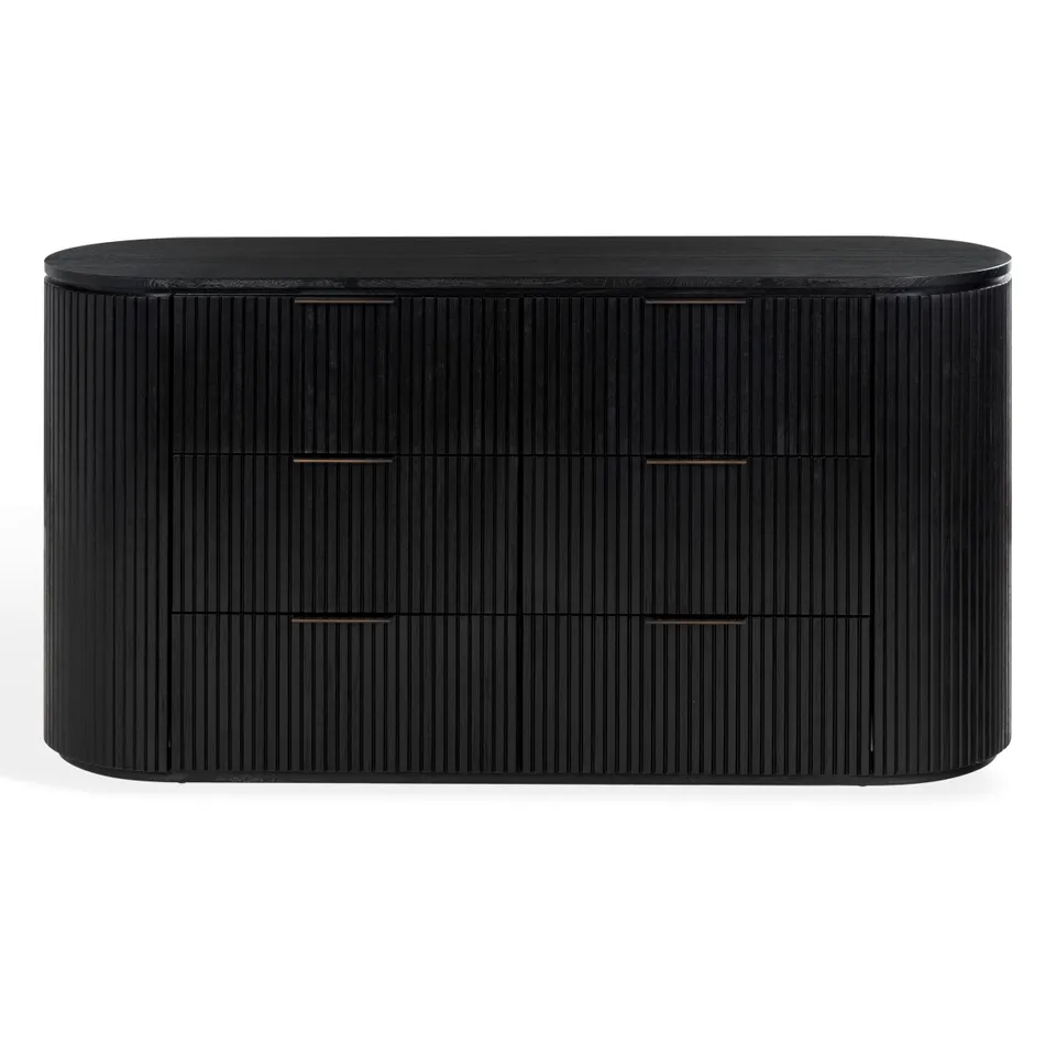 Rikki Fluted 6 Drawer Dresser - Black
