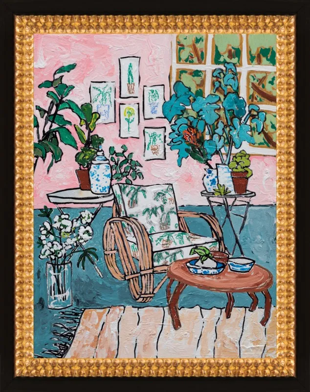 Cane Chair in Tropical Interior by Lara Lee Meintjes for Artfully Walls