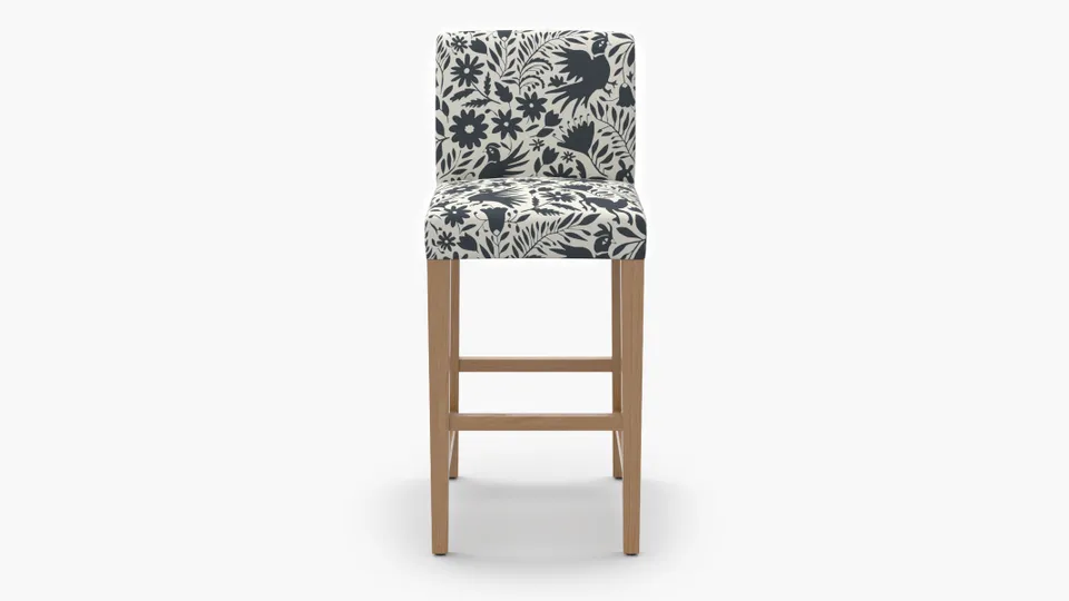 Signature Dining Bar Stool, Ink Frida, Natural Square Tapered Leg