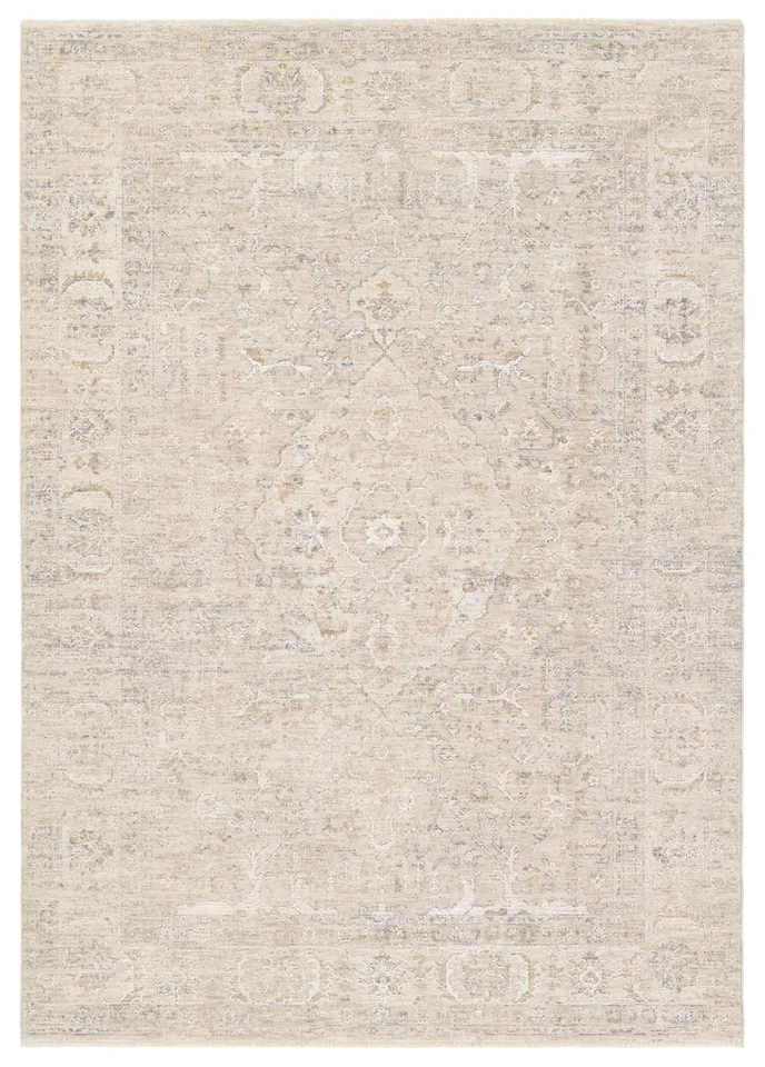Aslan VEK02 Medallion Gray and Tan Area Rug (8'6"x11'6")