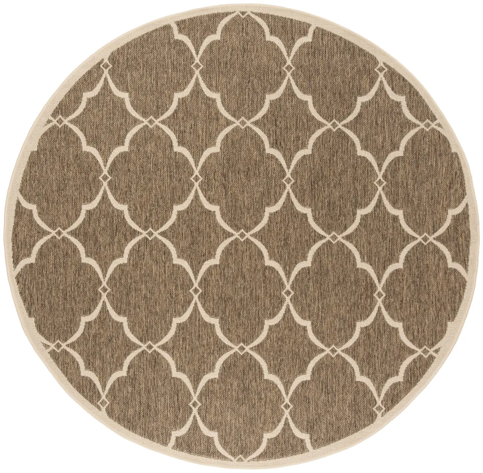 Arlo Home Indoor/Outdoor Woven Area Rug, LND125D, Beige/Cream,  6' 7" X 6' 7" Round