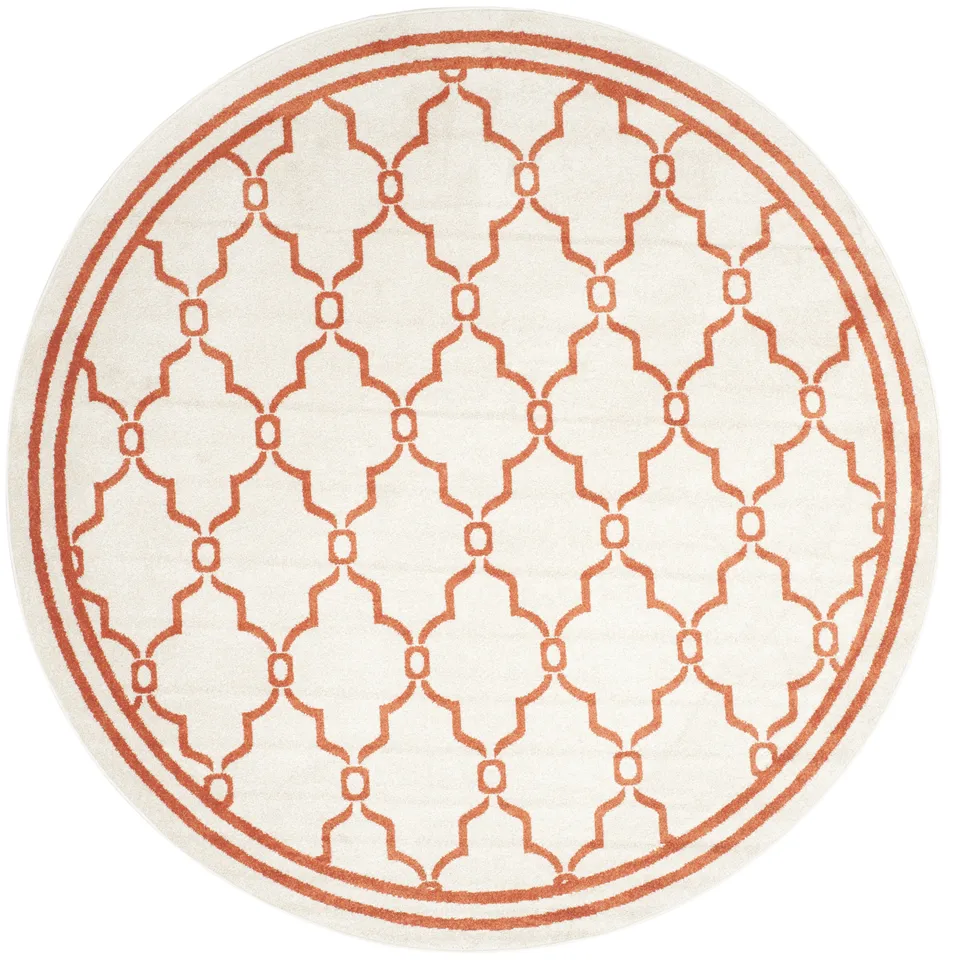 Arlo Home Indoor/Outdoor Woven Area Rug, AMT414F, Beige/Orange,  7' X 7' Round