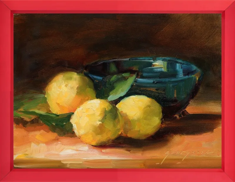 Lemons and Blue Bowl by Georgesse Gomez for Artfully Walls