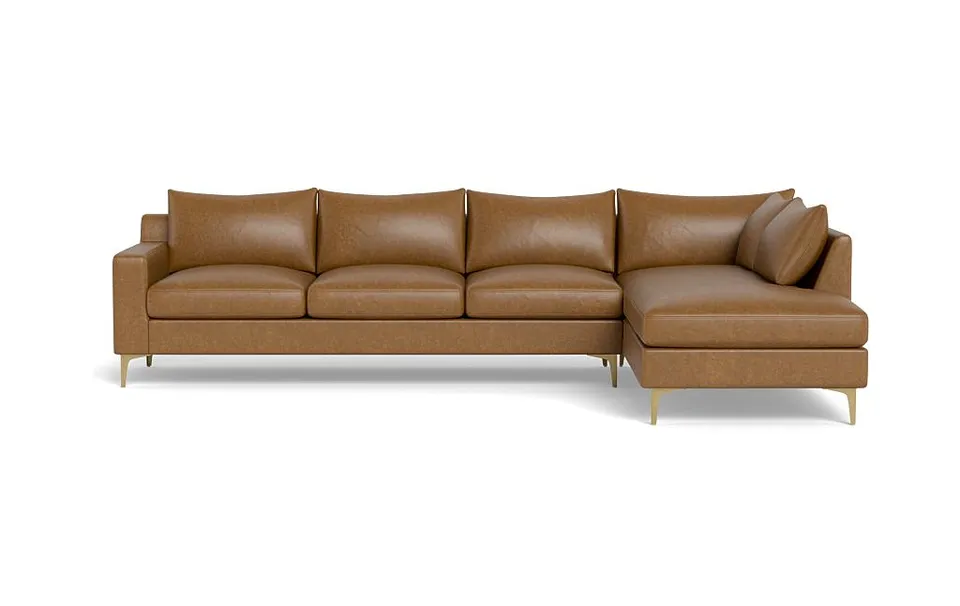 Sloan Leather 4-Seat Right Bumper Sectional