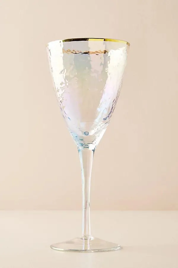 Zaza Lustered 24k Gold Accent Wine Glasses, Set of 4