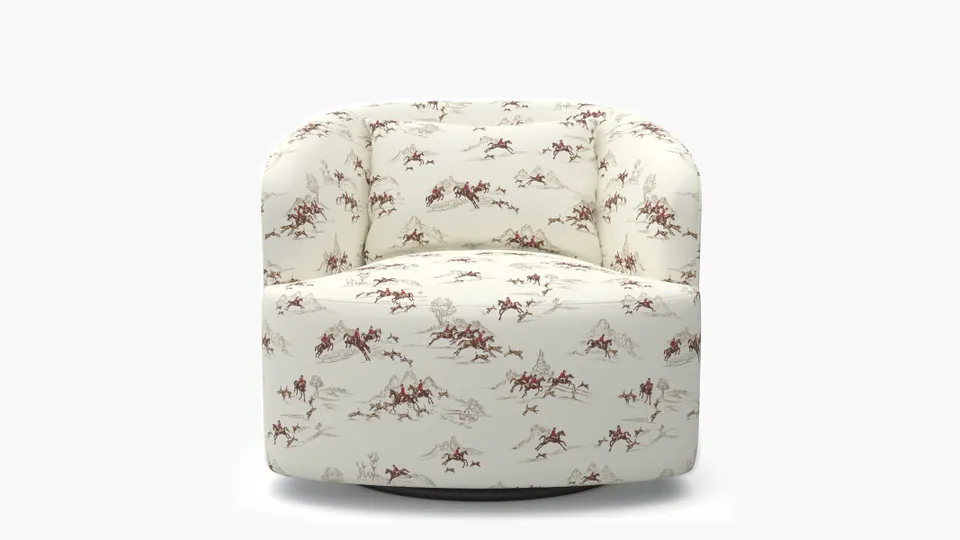 Deco Swivel Chair, Red Cotswold Hunt