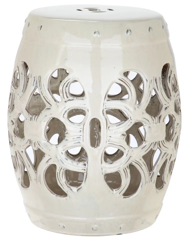 Imperial Vine Garden Stool - Cream