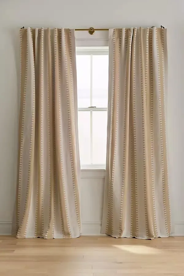Cotton Jacquard Notched Stripe Blackout Curtain