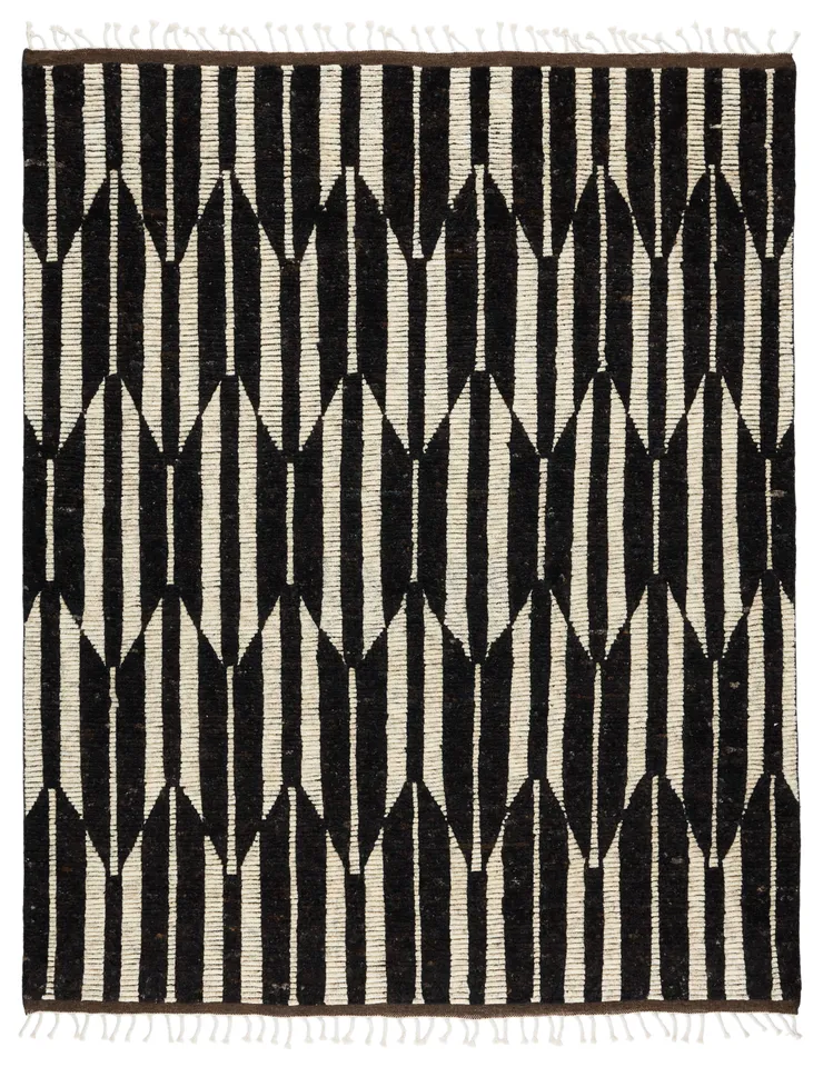 Quest Hand-Knotted Geometric Dark Brown/ Ivory Area Rug (9'X12')