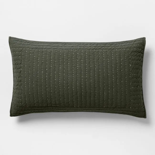 Cozysoft Organic Cotton Jersey Ficus Green King Quilted Bed Pillow Sham