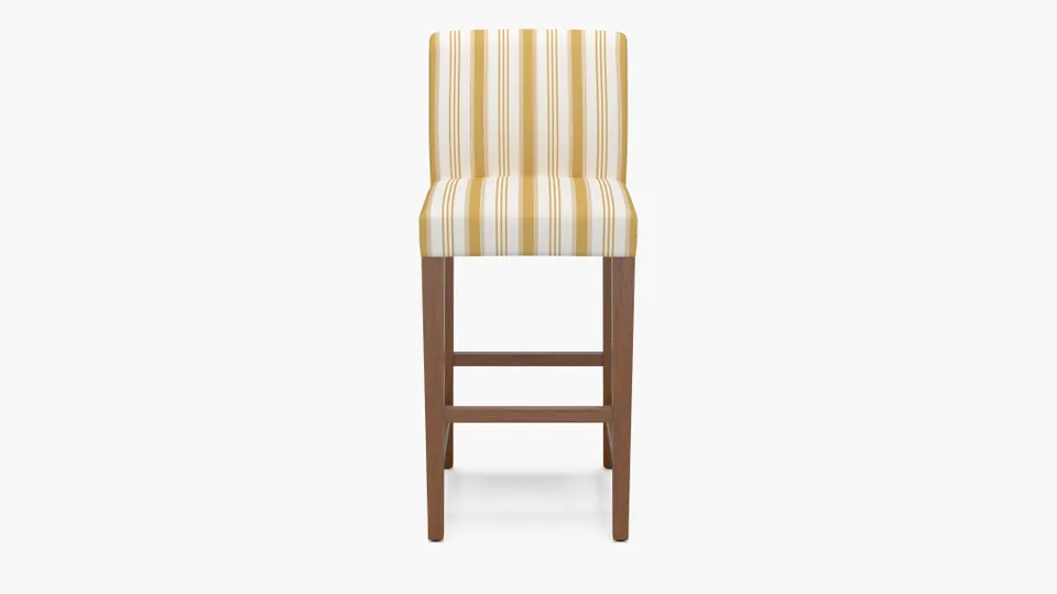 Signature Dining Bar Stool, French Yellow Regency Stripe, Walnut Square Tapered Leg