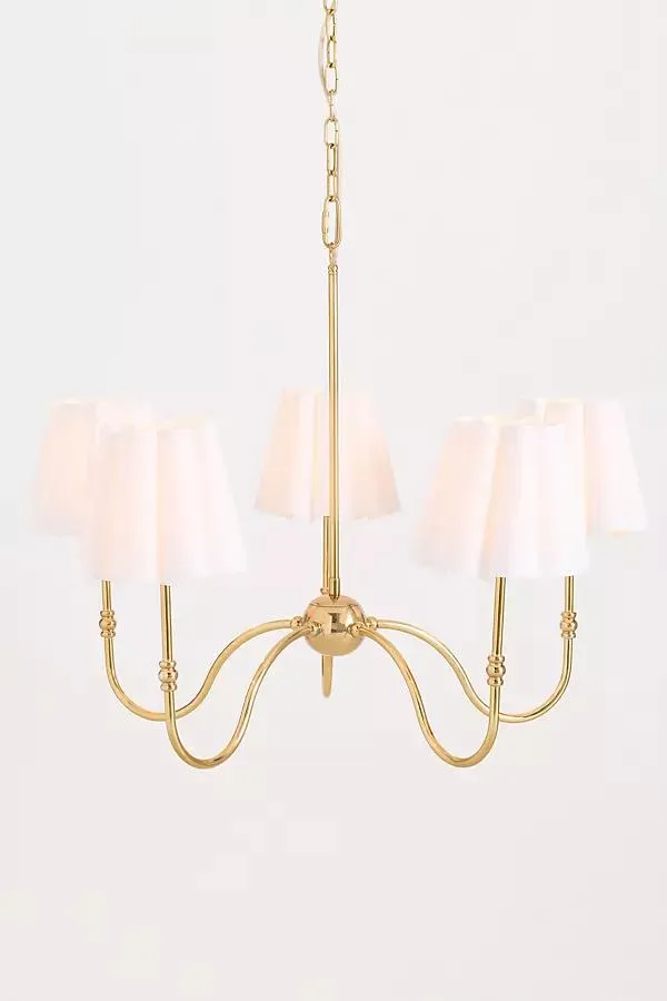 The Antique Brass Scallop Shade Classic 6-Arm Chandelier