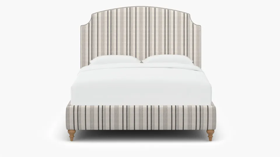 Cove Bed, Black Market Stripe, Natural Traditional Turned Leg, Full