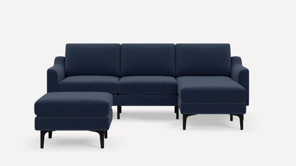 Nomad Sofa Sectional with Ottoman - Navy Blue - Performance Flatweave / Black - Metal / Slope